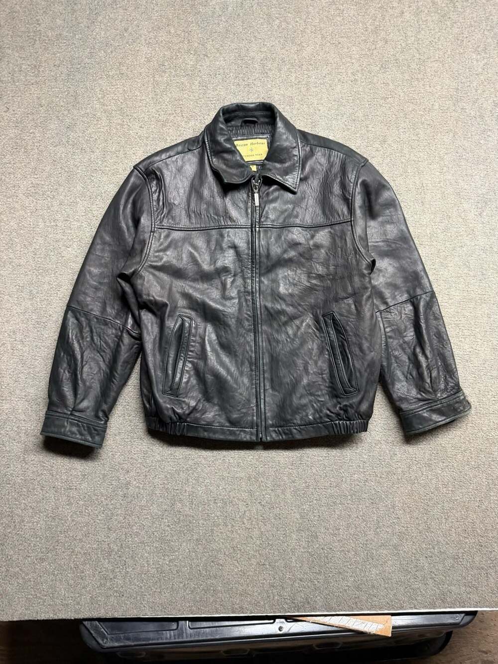 Boston Harbour Leather Jacket Size L Black